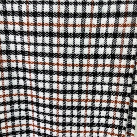 Lambswool Womens Scarf Plaid Made In Italy Fringe White Black Brown Rectangle - Picture 8 of 11